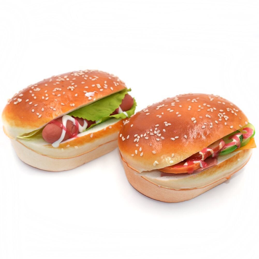 Hap 2 Stuks Kunstmatige Hamburger Nep Brood Koelkast Magneet Speelgoed Decoraties