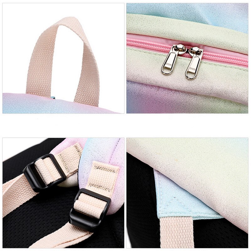 3 Teile/satz Schule Taschen für Teenager Mädchen Rucksack Frauen Regenbogen Gradienten Wasserdichte Oxford Schul Verbund Tasche