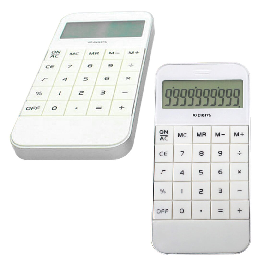 10 Digit Arithmetic Calculator Calculation Tool White Black Large Display Electronic Calculating Office Finance Supplies: white