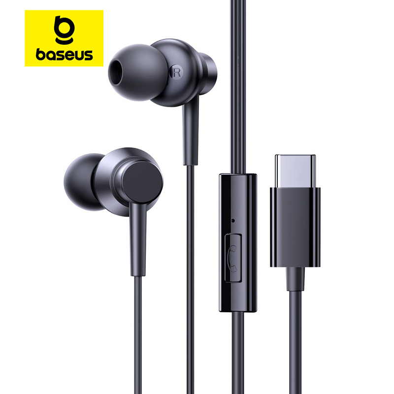 Baseus Encok HZ11/CZ11 in-ear bedrade oortelefoon Krachtige bas Type-C/3.5mm Jack Bedrade hoofdtelefoon voor laptop Computer Tablet Telefoon: Blauw