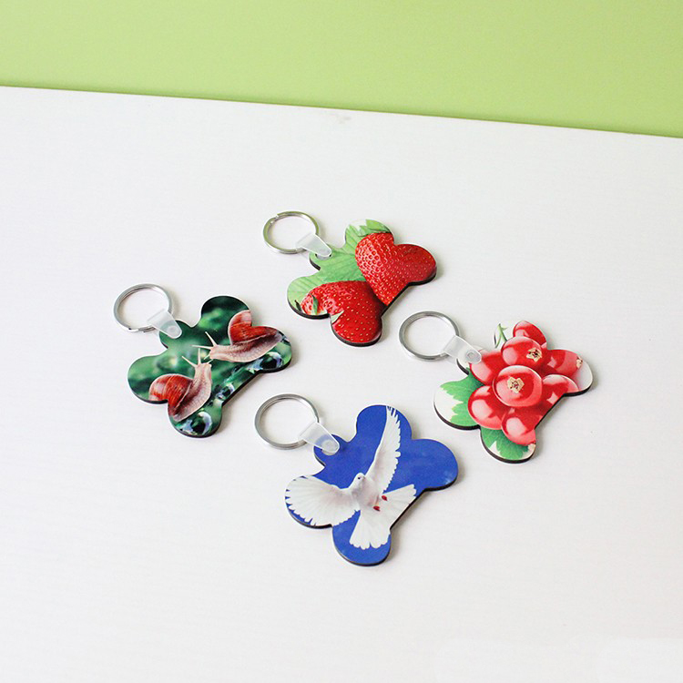 10pcs/lots Blank Sublimation MDF Key Rings Keychain Lovely Bone Shape DIY Printing Sublimation Ink Two Sides can Print