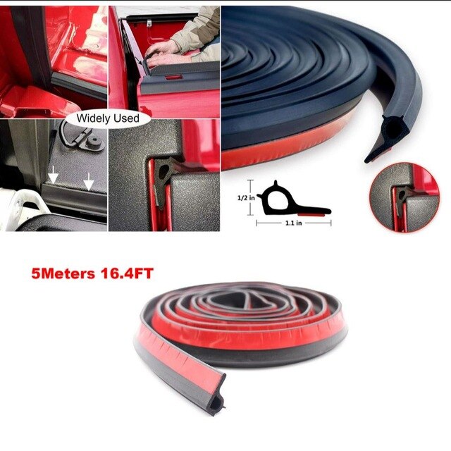 5M 16ft Rubber Black Universal Pickup Truck Bed Tailgate Sealing Strip Anti Dus: Default Title