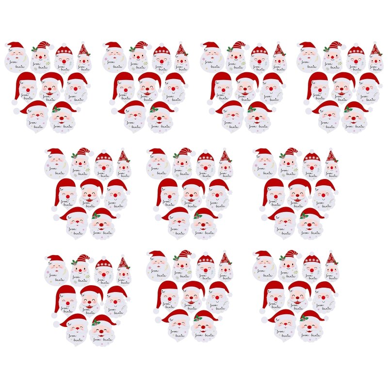 10 Vellen 90 Stuks Kerstcadeau Naam Tags Stickers Cute Van Santa Glimlach Etiketten Voor Xmas Feestelijke Cadeau Inpakken