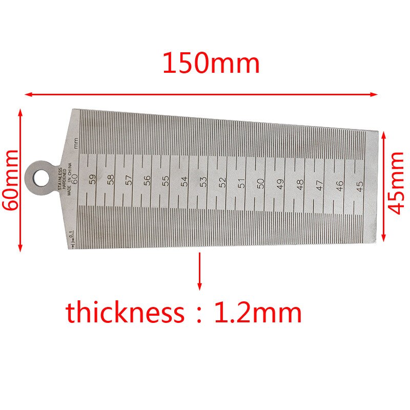 45-60mm Feeler Gauges Single And Double Side Taper Ruler Stainless Steel Metric And Imperial System Inner Diameter Ruler Outlet