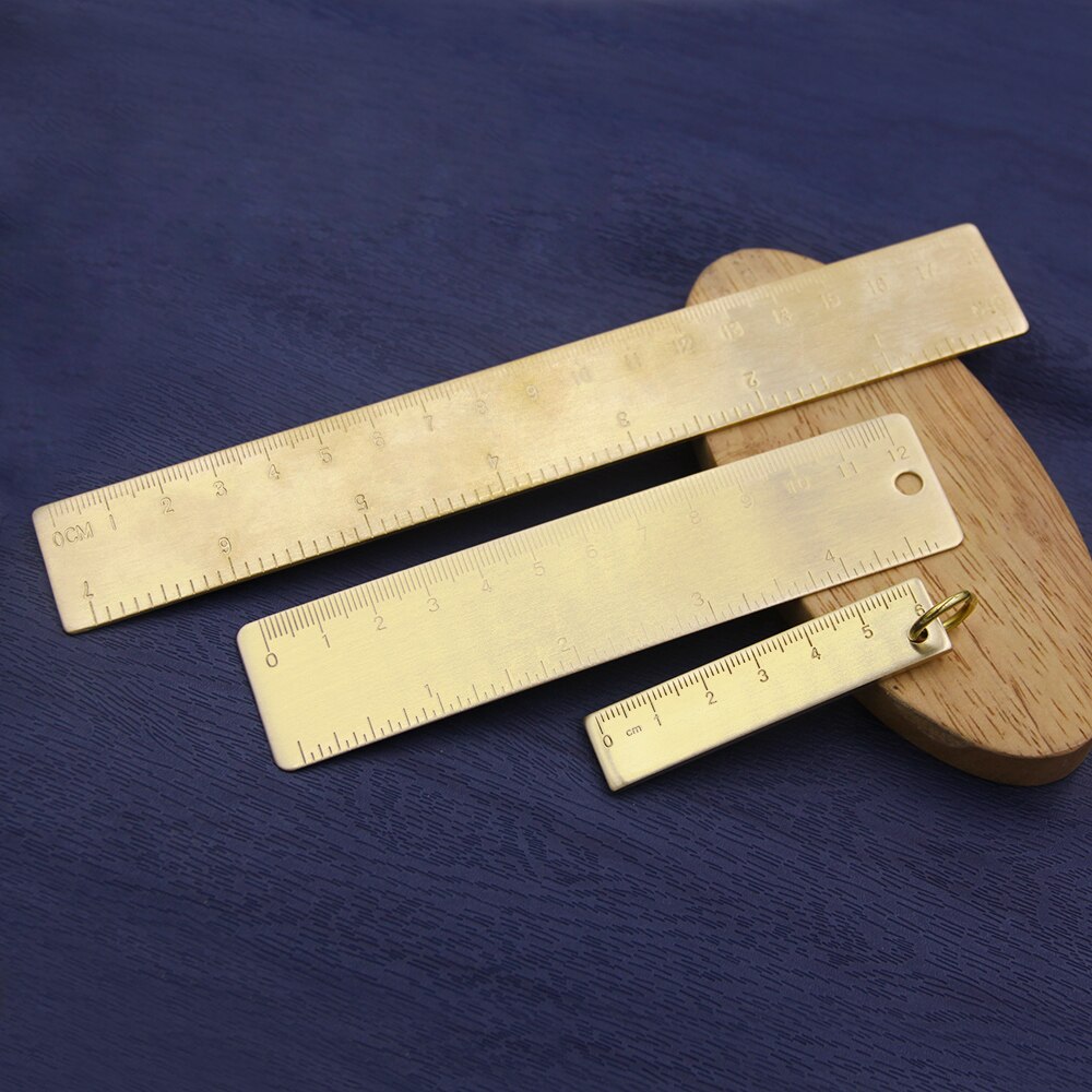 Millimeter / Inches Double Scale Vernier Caliper Ruler Brass Copper Ruler Precision Measuring Instrument DIY Sewing Leather Tool