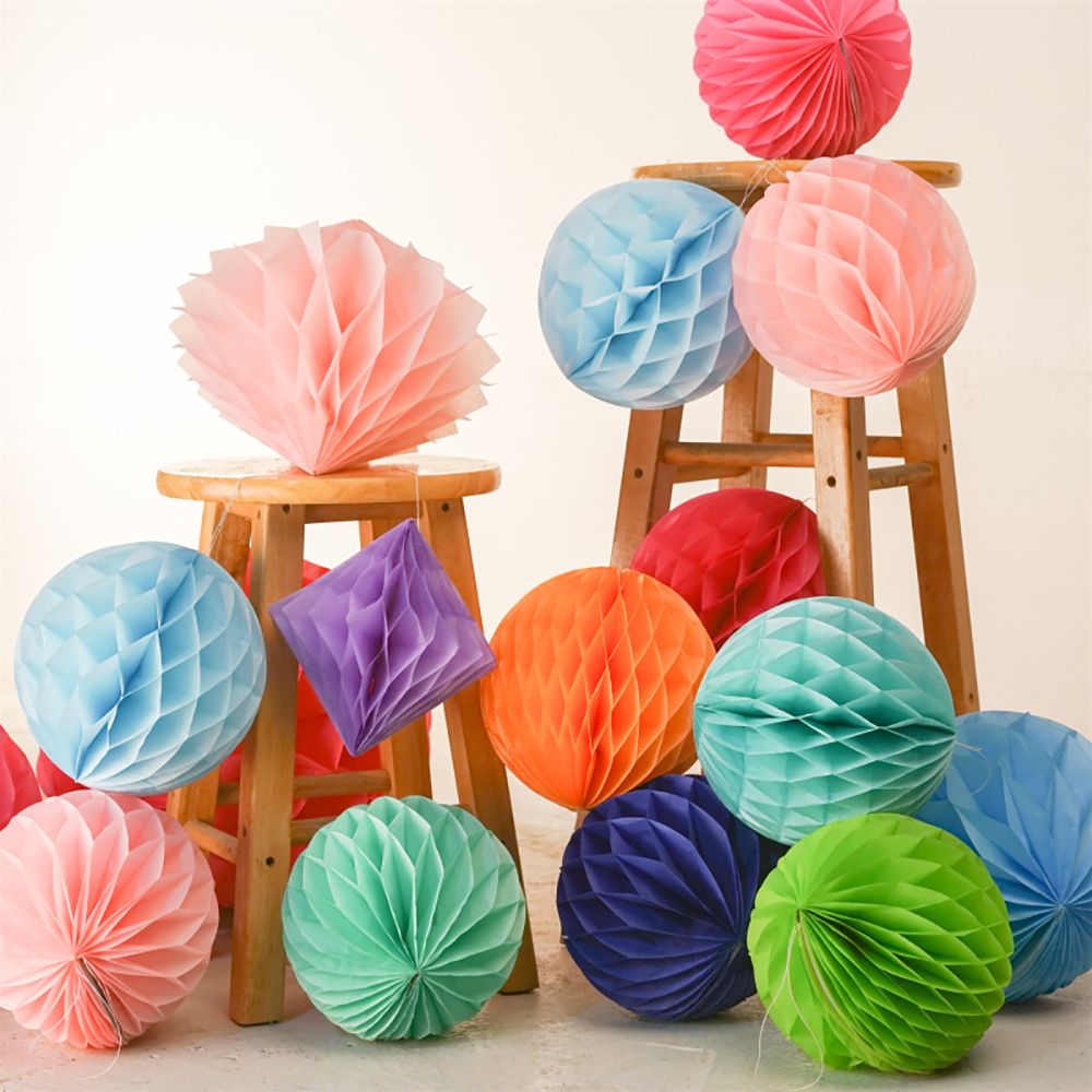 1pc 12 pouces noël papier de soie lanterne pompons nid d'abeille boules fleur suspendus décor mariage fête décoration fournitures