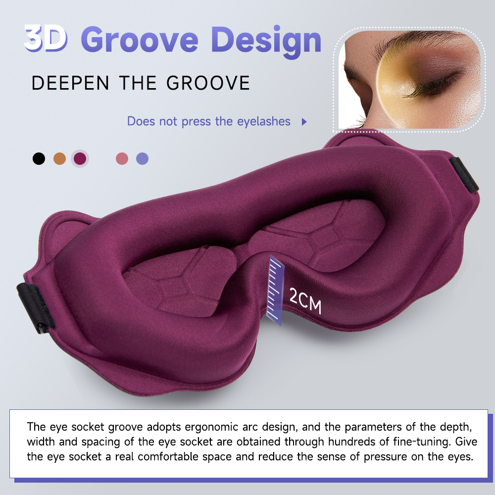 3D-slaapmasker Blinddoek Slaaphulp Oogmasker Zacht traagschuim Oogmasker Slaapmasker 99% Blockout Licht Nauwsluitend Nauwsluitend Fit Geen druk