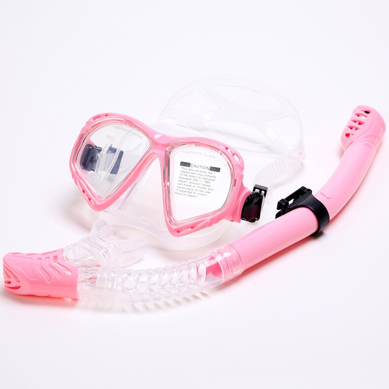 Máscara de esnórquel gafas de buceo completamente seco con soporte tubo de respiración gafas para usar bajo el agua conjunto de gafas de natación para hombres y mujeres: Pink suit (220-198)