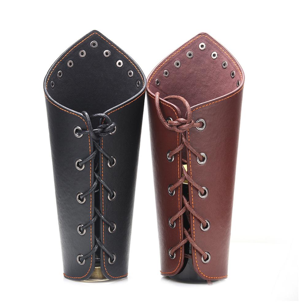 Lederen Arm Guards Middeleeuwse Ridder Bracer Polsbandje Rollenspel Accessoire Voor Halloween Kerst Onderarm Gear Arm Bescherming