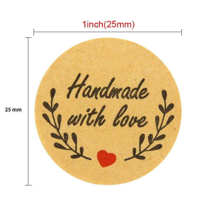 Ronde Natuurlijke Kraft Dank U Sticker Seal Labes Hand Gemaakt Met Liefde Sticker Papier Briefpapier Sticker