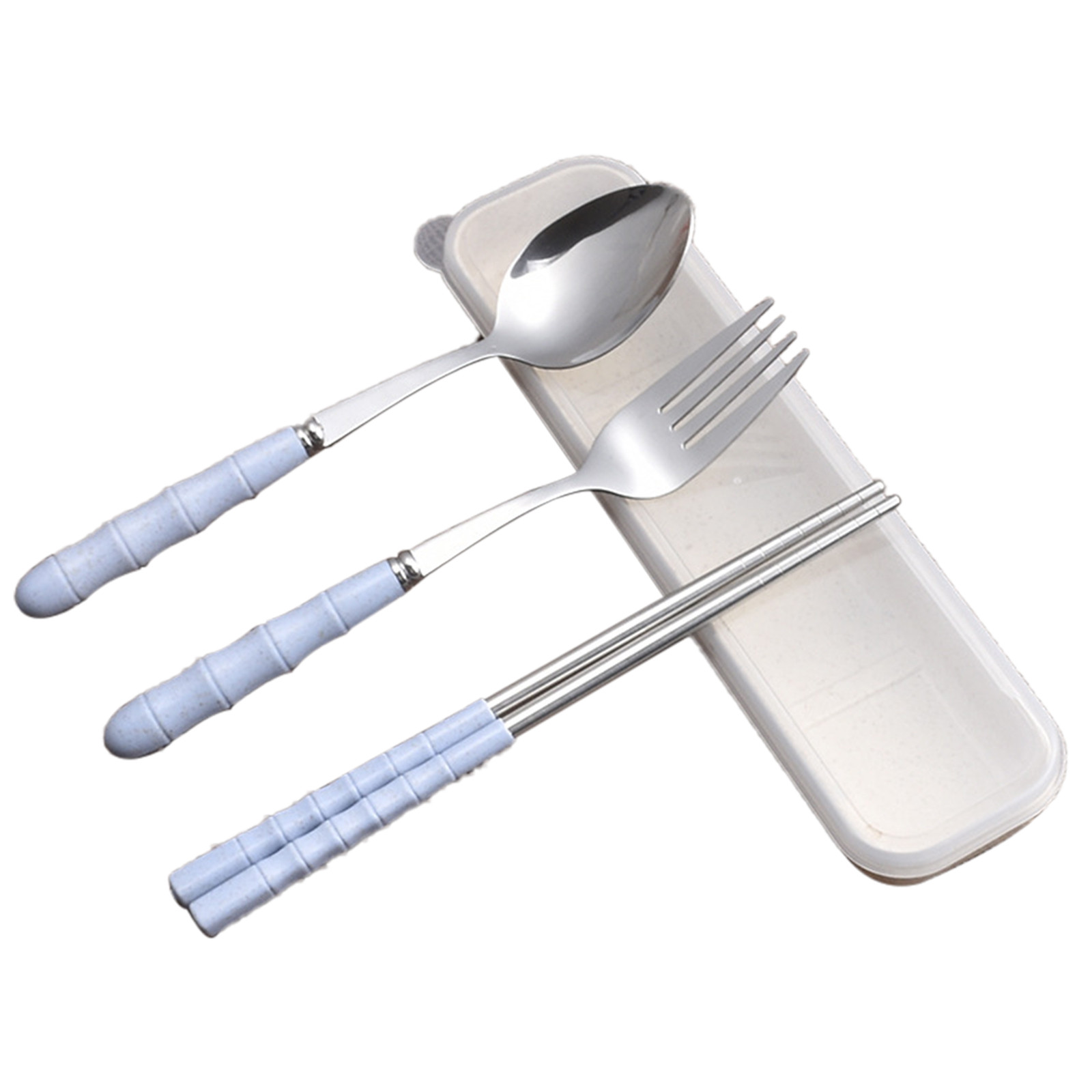 3-in-1 Stainless Steel Fork Spoon Chopsticks Set Kitchen Accessories Travel Dinner ware Sets With Plastic Case для кухни