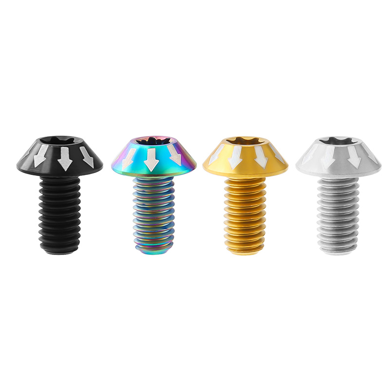 Muqzi 6 stk cykel skivebremse rotor torx skruer  m5 x 10mm ultralet titanium legering skive bremse bolt mtb landevejscykel  t25 skrue