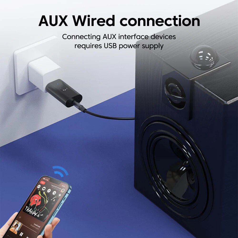 USB Wireless Bluetooth Adapter 5.3 Transmitter Receiver AUX 3.5mm Audio Adapter For Home Car Music System USB Aux Music