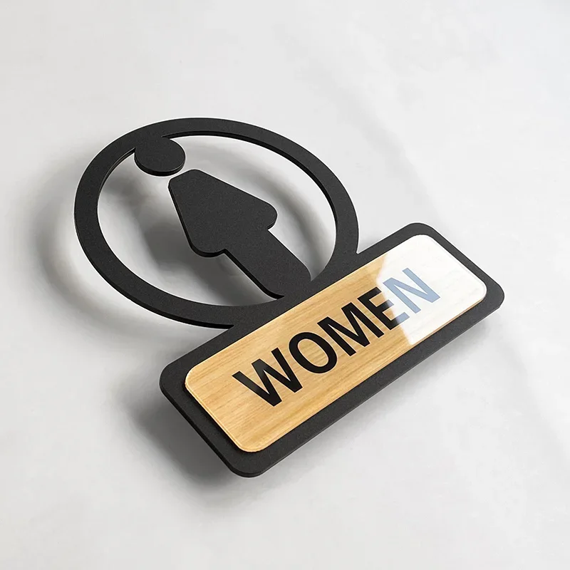 Toilet Sign Self Adhesive Bathroom Signage Restroom Reminder Sign Hanging Plaque for Business Company Office Public Door Wall: Golden