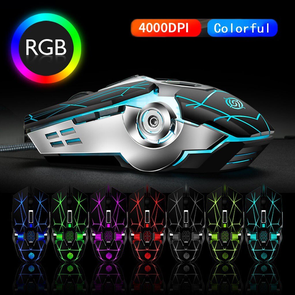 Gaming Mouse 8D 3200DPI Adjustable Wired Optical LED Computer Mice USB Cable Silent Mouse for laptop PC#40