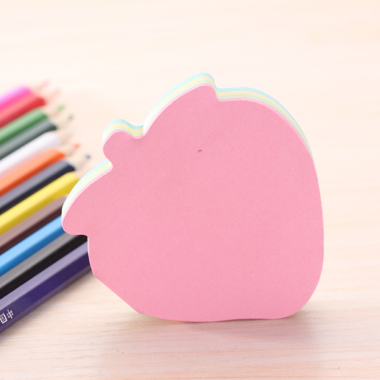 cute kawaii novelty memo pad sticky Notepaper note star love heart house butterfly bear sticker office school supplies: strawberry