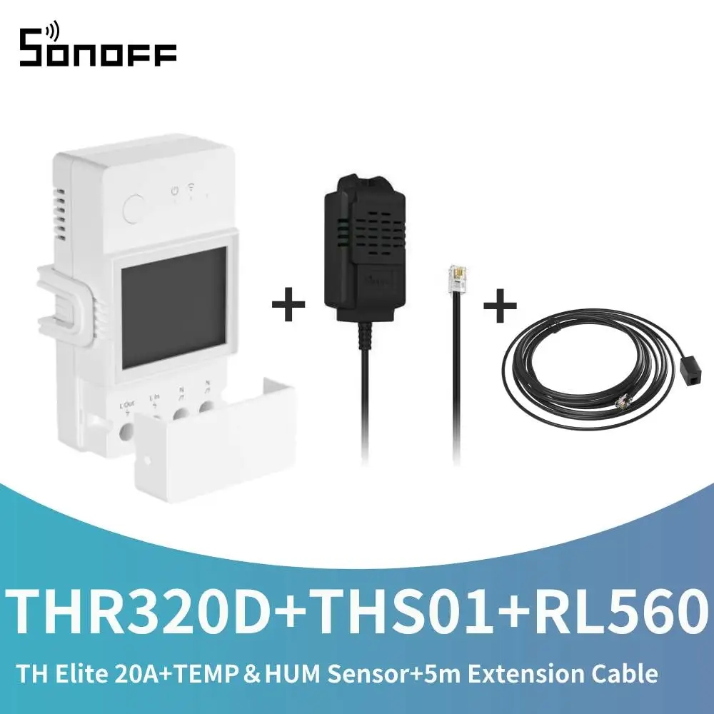 Sonoff th elite 16/20a wifi slimme temperatuur- en vochtigheidsregelaar met ewelink afstandsbediening, compatibel met alexa en google.: Bundel 6