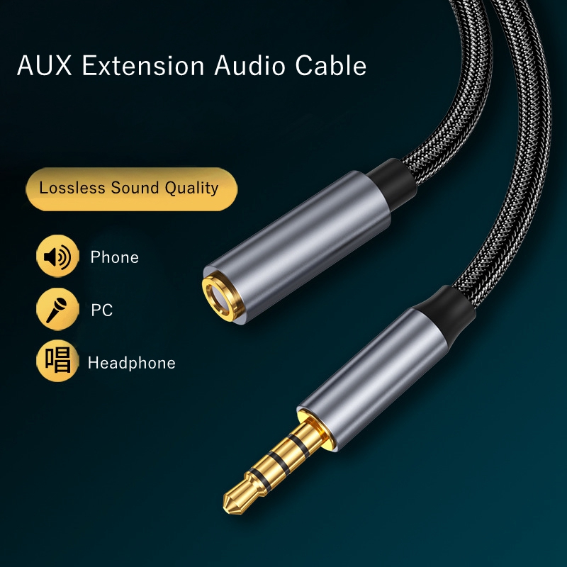 Cavo di prolunga Audio Aux Jack da 3,5 mm maschio a femmina con manicotto 4 poli con microfono stereo per cuffie per PC, microfono per altoparlante per auto