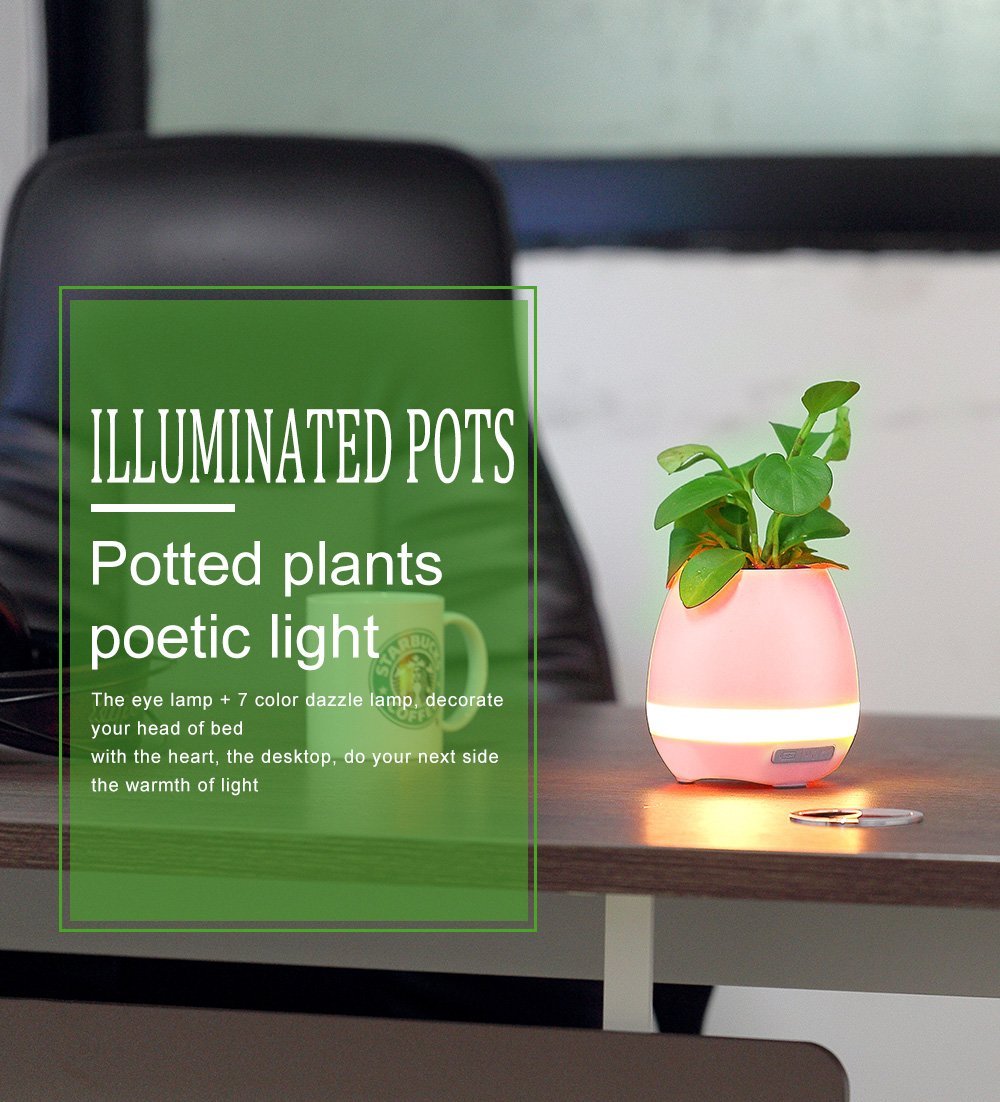 Altavoz Bluetooth con maceta Musical, ollas inteligentes de respiración ligeras, plantas de reproducción, recargable para exteriores, oficina y hogar