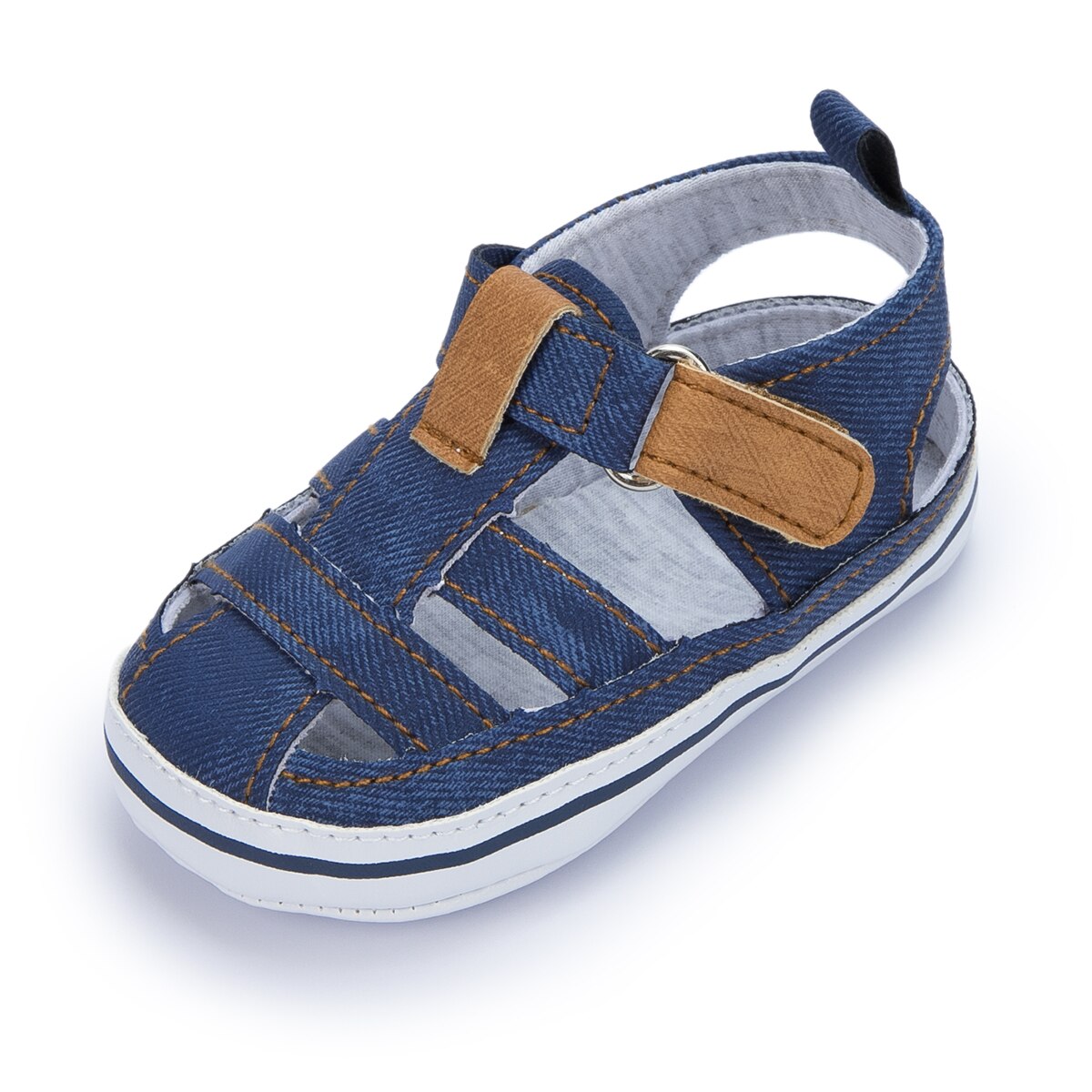 Baby Sandalen Pasgeboren Baby Meisjes Jongens Schoenen Effen Kleur Toevallige Katoen Platte Zachte Antislip Ademend Peuter Eerste Wandelaars 0-18M: Blue / 7-12 Months