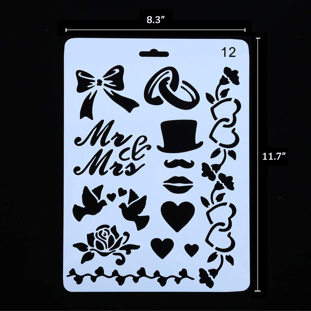 10Pcs Drawing Painting Stencils Scale Template Set 8.3 X 11.7 inch, Plastic Shape Scrapbook Stencils Graphics Stencils for Child