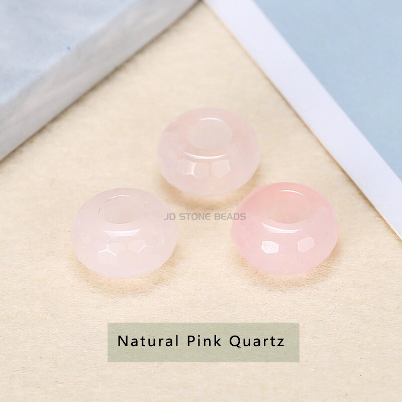 10 pz/lotto sfaccettato naturale grande foro agata perline abaco pietra naturale dimensioni 13x7mm per la creazione di gioielli collana foro 6mm all'ingrosso: Natural Pink Quartz