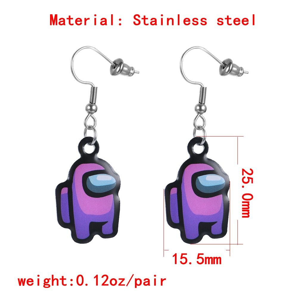 Pendientes colgantes de Juegos populares de los Estados Unidos para niñas, joyería brinco, juguetes de figuras de amongUS