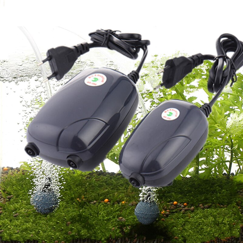 Stille 220v 3w 5w aquarium luchtpomp aquarium mini luchtcompressor enkele dubbele uitlaat zuurstofpomp aquarium accessoires voor vissen