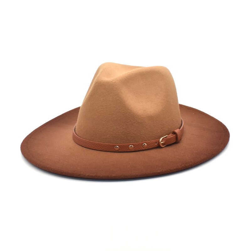 Sombrero de lana de Color degradado para mujer, sombrero Fedora para exteriores, otoño, invierno, cálido, sombrero, Jazz de Panamá: 6