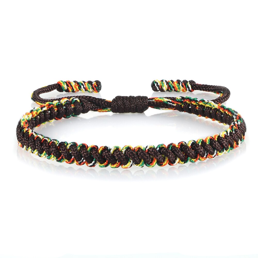 MultiColor Lucky Handmade Rope Buddha Anklet Bracelet Tibetan Buddhist Braided Thread Knots Bangles For Women And Men Bracelets: Brown Rope 1