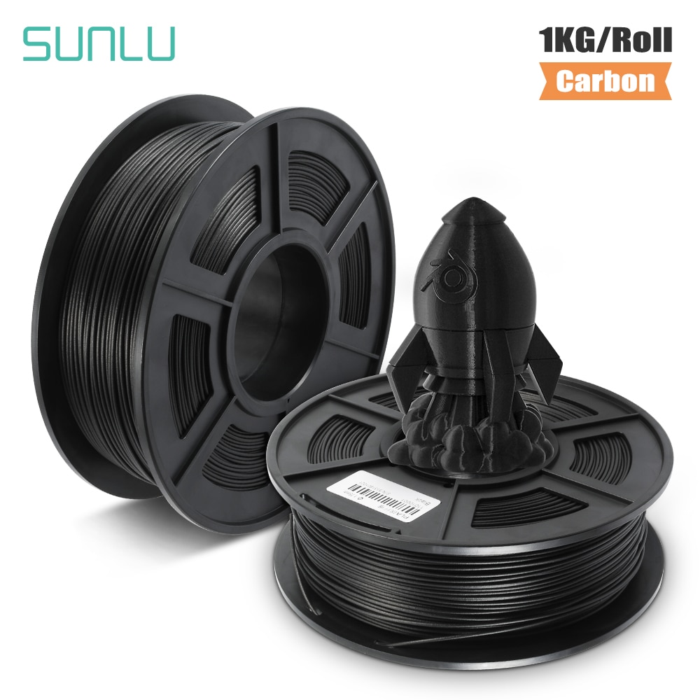 SUNLU PLA Carbon Fiber 3D Printer Filament Ultra-high hardness Dimensional Accuracy 1.75mm+/-0.02mm 1KG (2.2 lb) Spool Black