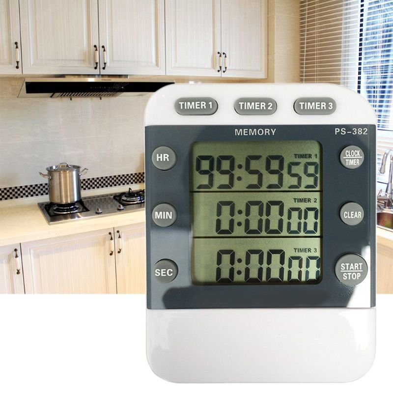 99 Hours 12/24 hour Memory Timer Countdown Reminder 3 Channel Sports Kitchen Timer Count down Timer 3 Groups Timer