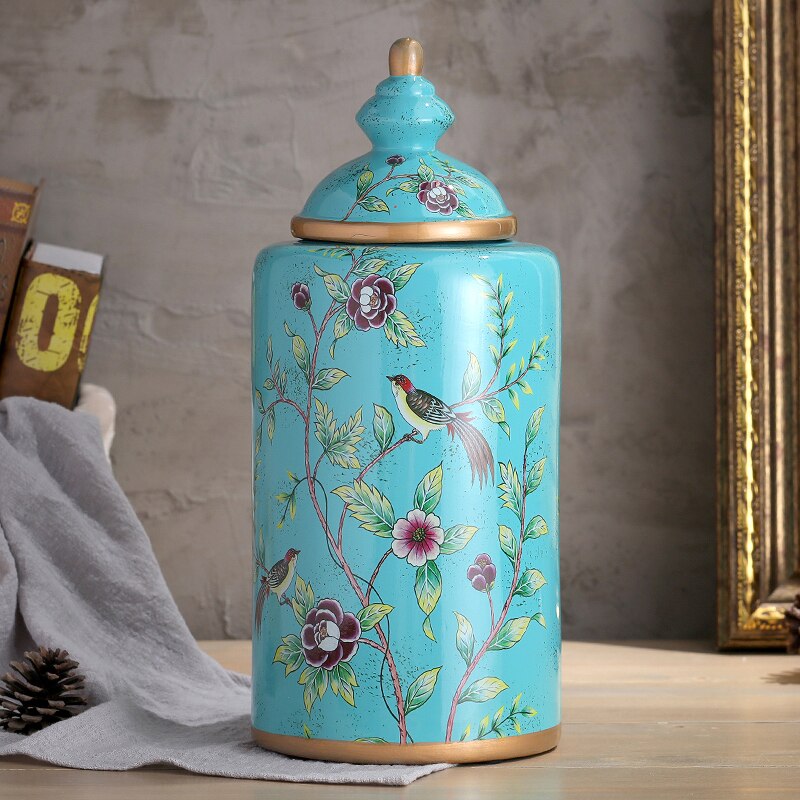 Blomster mønster klassisk keramik vase antik slik krukke te dåse universal porcelæn opbevaring krukker vintage hjem indretning
