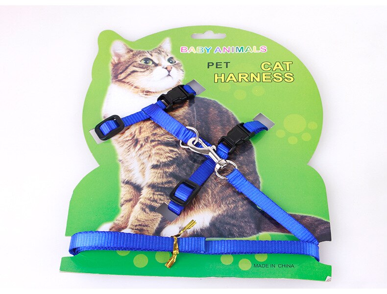 Nylon Kleurrijke Kat Harness en leash Set voor kat Kleine Huisdier Accessoires Maat S: Blauw