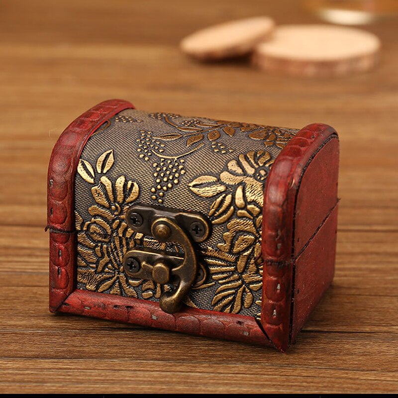 Retro Kleine Houten Opbergdoos Met Slot Bloem Patroon Sieraden Armband Make Holder Organizer Box Sieraden Schat Borst Case: D