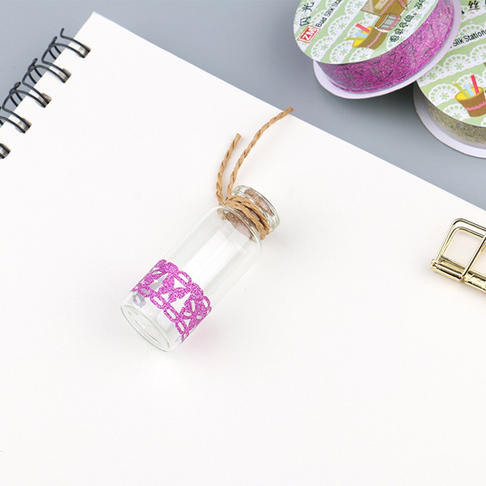 1 rollo de cinta adhesiva de oro brillante creativa, cintas de encaje con purpurina, cintas Washi manual autoadhesivo para estudiantes, decoración DIY