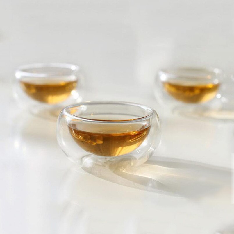 Dubbellaagse beker 40ml transparante, hittebestendige dubbele glazen bekers, dubbelwandige glazen theekopjes, wijnglazen, thuis