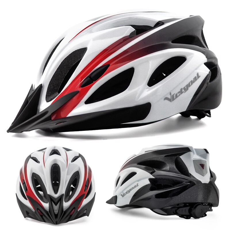 VICTGOAL Adults Goggle Bike Helmet LED Rear Light Men Women Cycling Helmet Road Bicycle Helmets MTB E-Bike Scotter Headgear M/L: WhiteBlack Helmet-V
