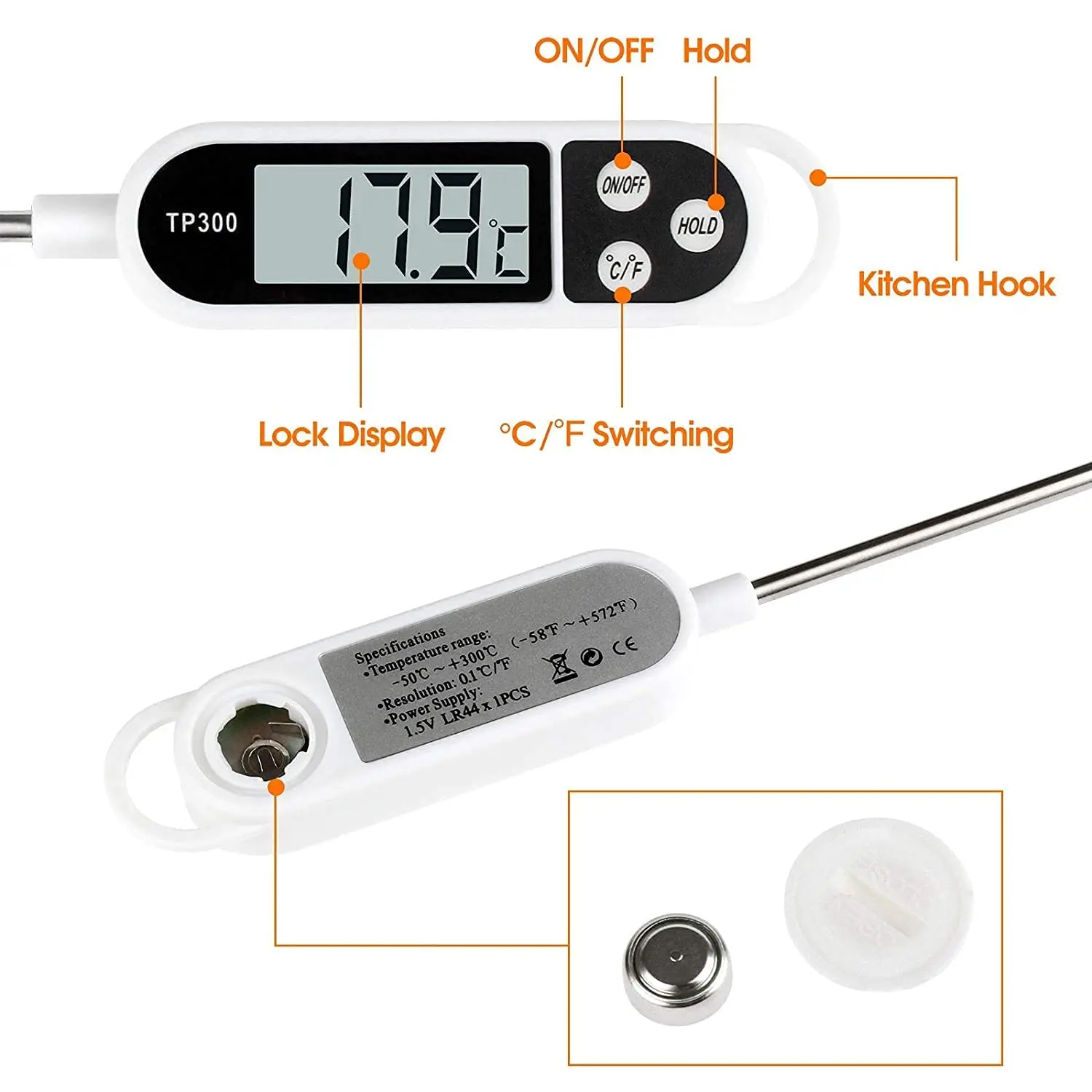 Therye.com en acier inoxydable pour aliments ménagers, type de sonde, température du lait, cuisson des aliments