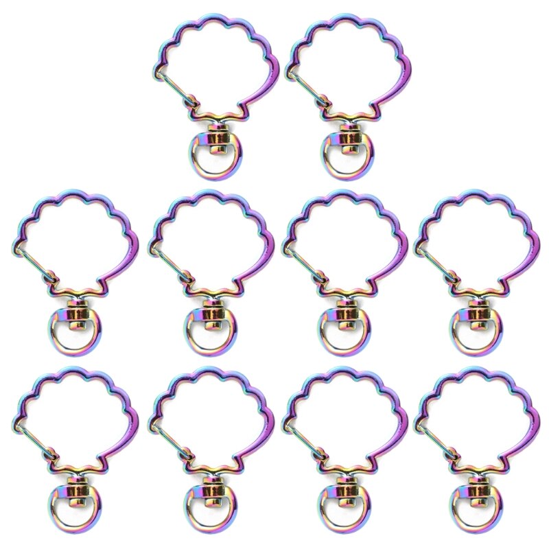 10 stuks regenboog metalen karabijnhaak kreeftensluiting lanyard met sleutelhanger voor sleutelhanger hart ster kat sleutelhanger open bezel diy tassen findi: 6