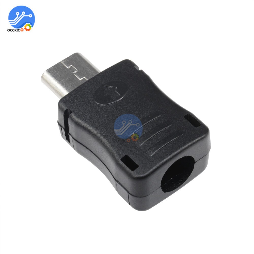 50 stücke 5 Stift T Hafen Männlichen Mikro USB Stecker Buchse Contor + Kunststoff Abdeckung für DIY