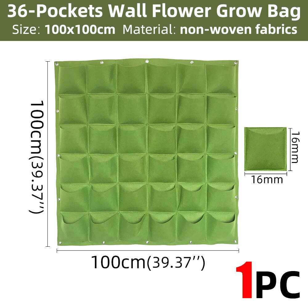 36-kieszenie 1x1m 5 kolorów kwiaty na ścianę rosną torby kieszeń pionowy ogród sadzenia wiszące domu roślin narzędzia tkaniny sadzarka warzyw: A-1szt