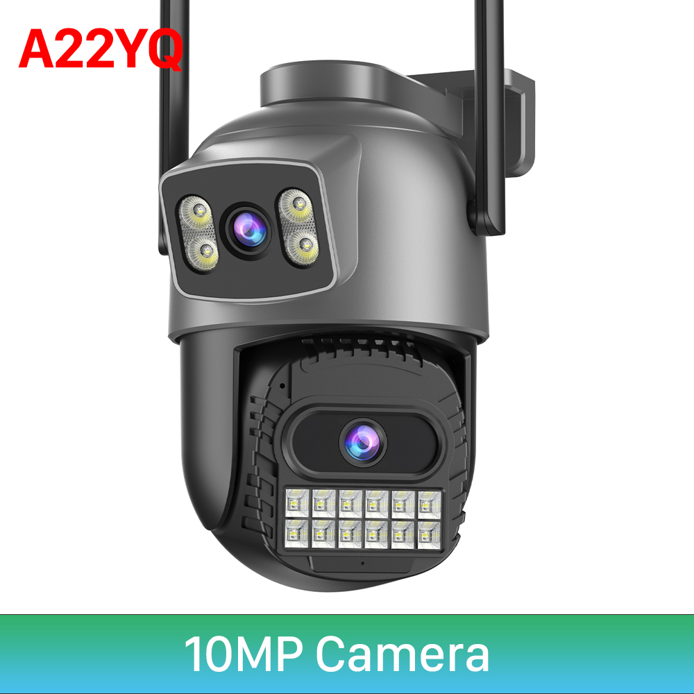 6K 15MP HD IP-camera Buiten Externe WiFi-camera met drie lenzen 4K 8MP Dual Screen Beveiliging PTZ Cam Auto Tracking Surveillance: Rood