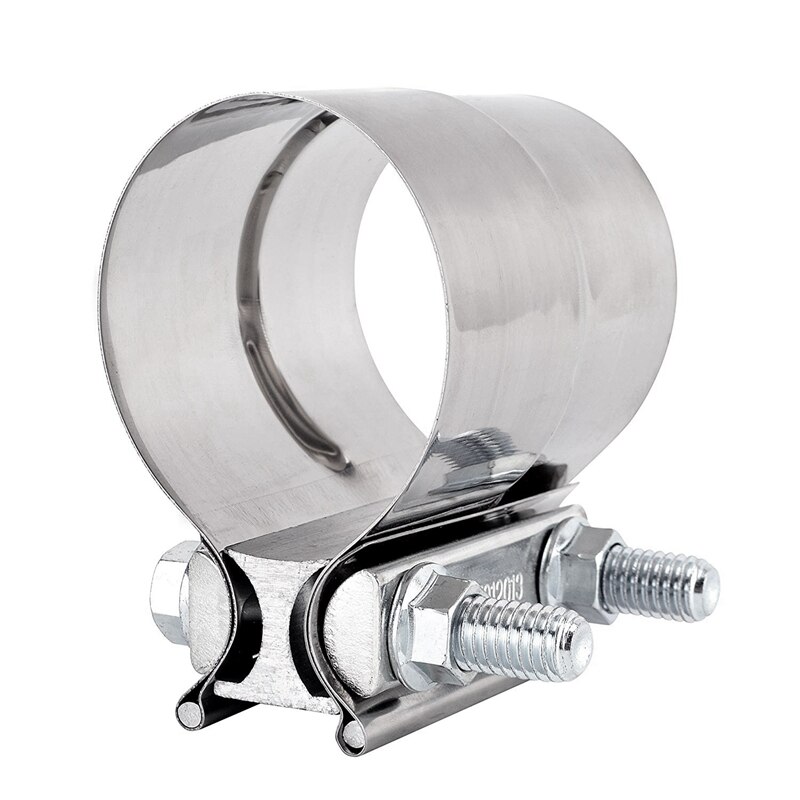 1pc 2.5 Inch 2 1/2 Inch Lap Joint Exhaust Band Clamp-Preformed Stainless Steel For Catback Silencer