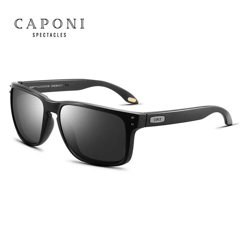 CAPONI Fahren Sonnenbrille Männer Polarisierte Neue Sonnenbrille Photochromen Platz TR Rahmen Schwarz männer Schattierungen BS9417: Schwarz-polarisiert