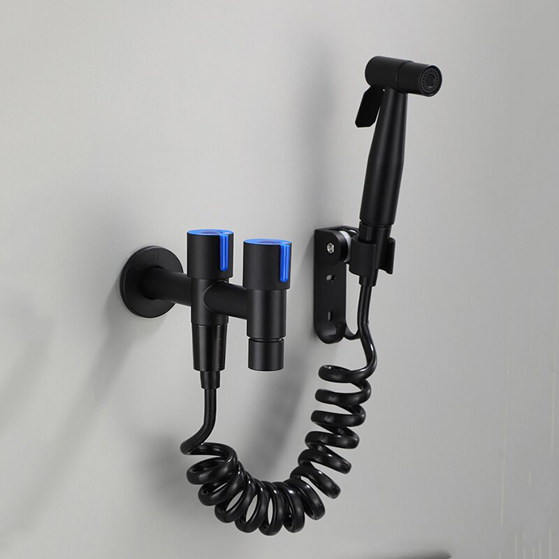 Black Washing Machine Faucet Wall Mounted Bidet Faucet Single Cold Black Outdoor Faucet Bathroom Sink Tap Garden Bibcock Tap: style 5