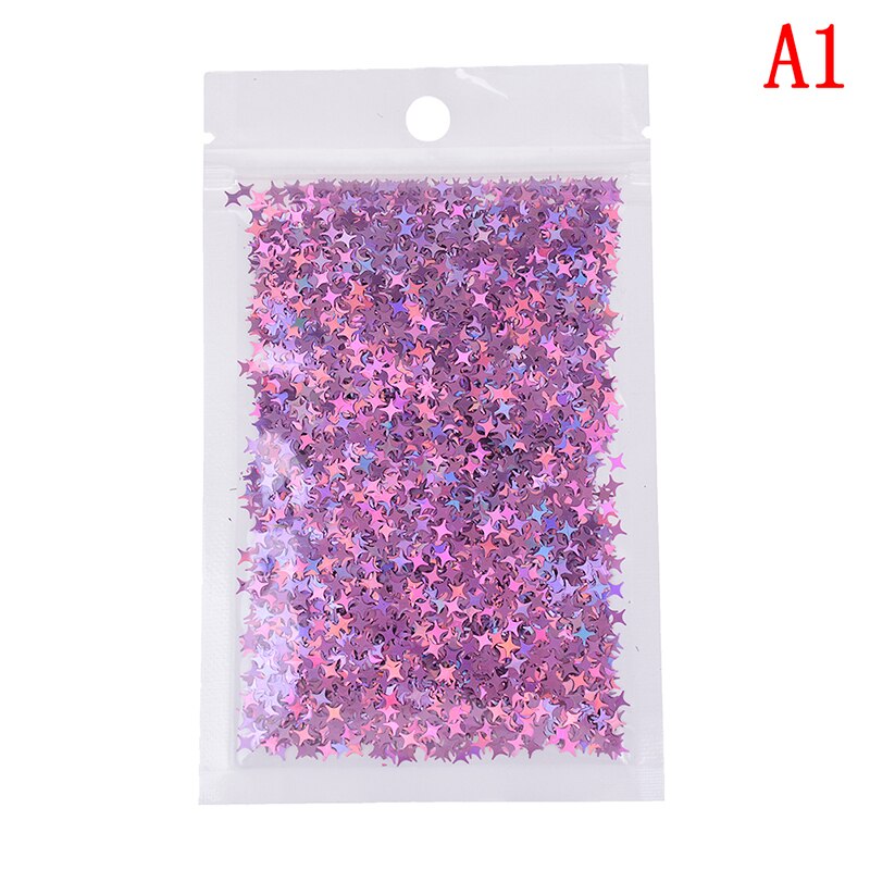 10 gr/paket Diy Kristall Schleim Liefert Ultra-dünne Scheiben Nägel Kunst Tipps Box Zubehör Dekoration Spielzeug Für Kinder Vier stern Glitter: 1