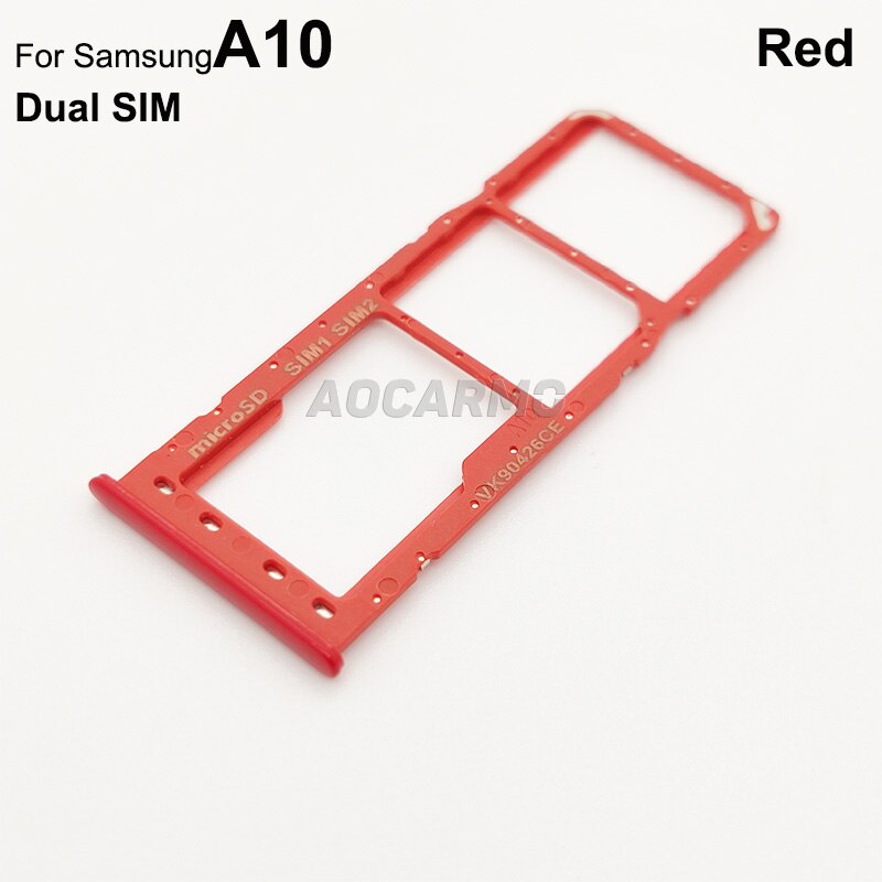 Aocarmo Voor Samsung Galaxy A10 Dual & Enkele Sim-kaart Microsd Houder Nano Sim Card Tray Slot Vervanging Deel: Dual Red