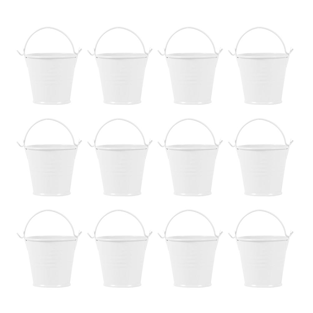 12Pcs Simple Iron Bucket Iron Bucket With Handle Metal Bucket Garden Decor for Garden Home Decor Adorn