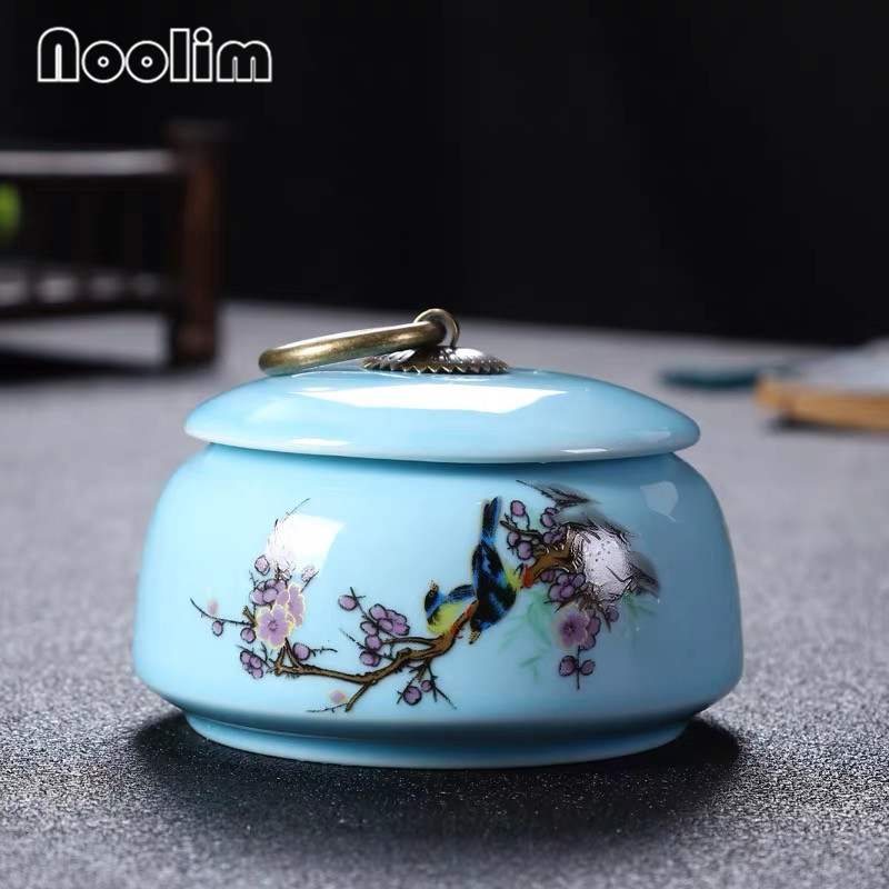 Portable Travel Ceramic Sealed Pot Small Storage Box Household Tea Caddy Canister with Lid Kitchen Spice Jar: H